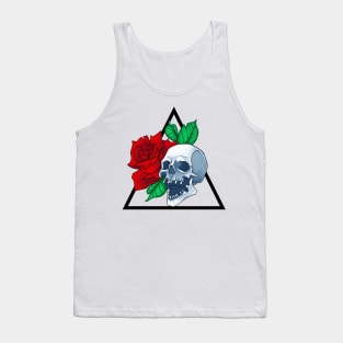 Skull and Rose Flower Triangular Shape Tank Top